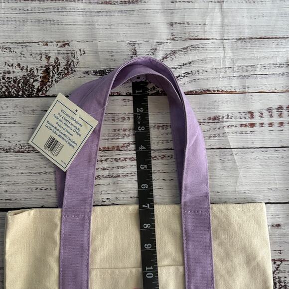 NWT! Trader Joes Purple & Cream Mini Tote Bag - Picture 7 of 7